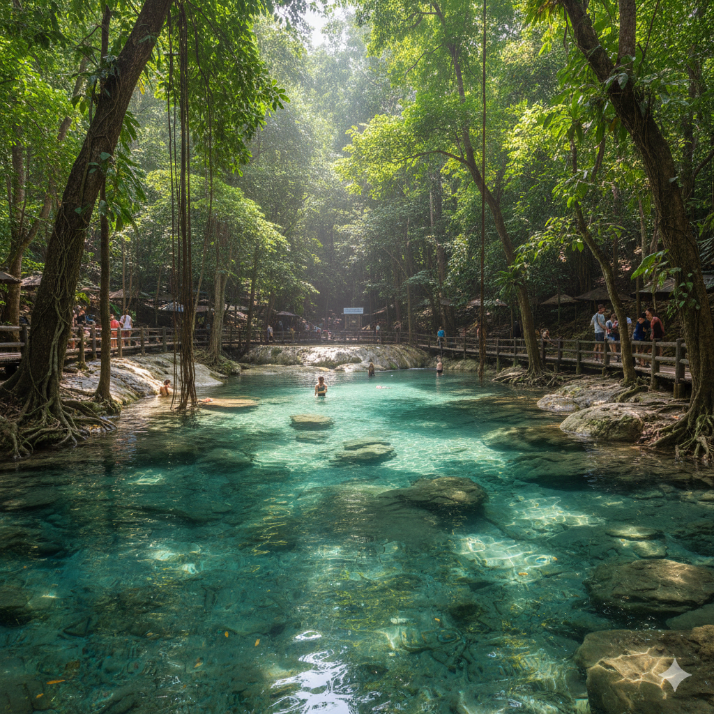 Krabi: Emerald Pool and Hot Springs Tour with Tiger Cave Temple